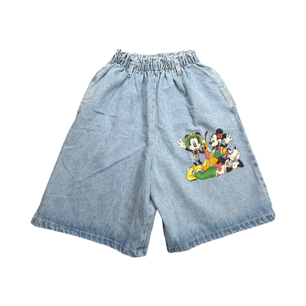 Mickey & Co Denim Shorts Womens M Light Wash Hawaiian Graphic 90s Cotton Western